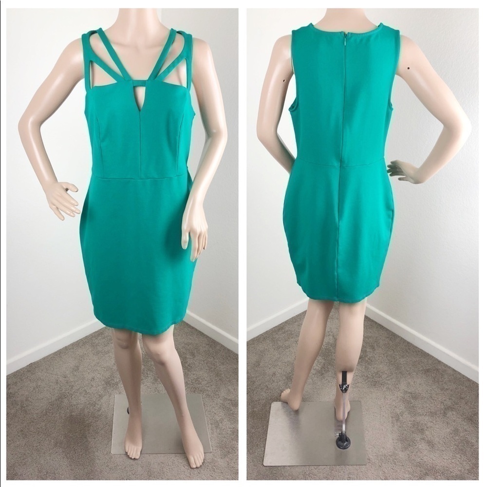 Forever 21 Plus green cage mini dress